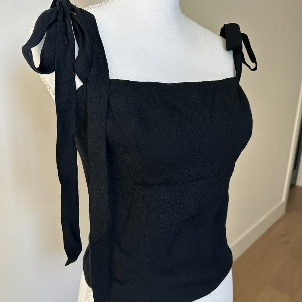 Reformation Ellora bow black top